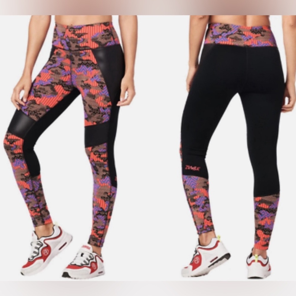 Zumba Dance Tribe High Waisted Panel Ankle Leggings - Bold Black